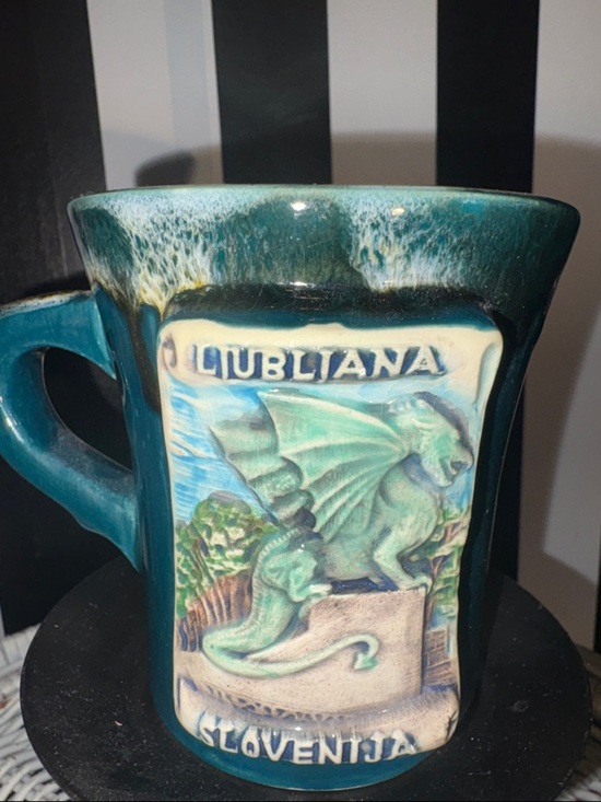 Other - Souvenir Slovenija Green Dragon Ceramic Decorative Coffee Mug - Home Art Accent